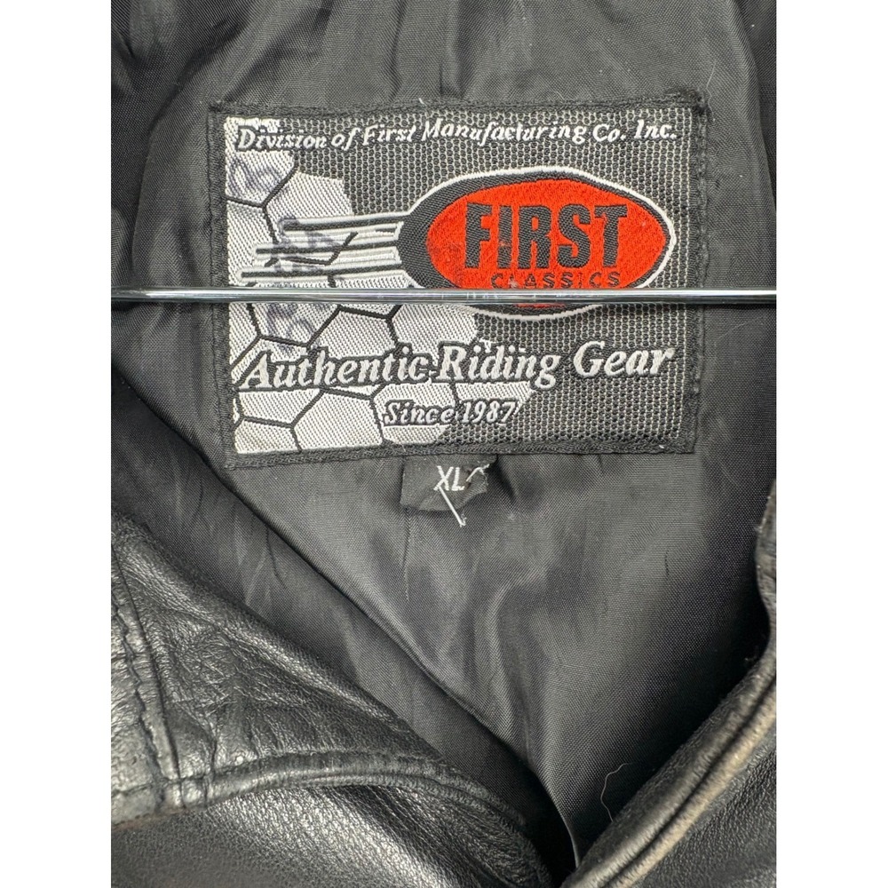 First Classics Authentic Riding Gear Leather Jacket XL Black Snap Front - Picture 3 of 9
